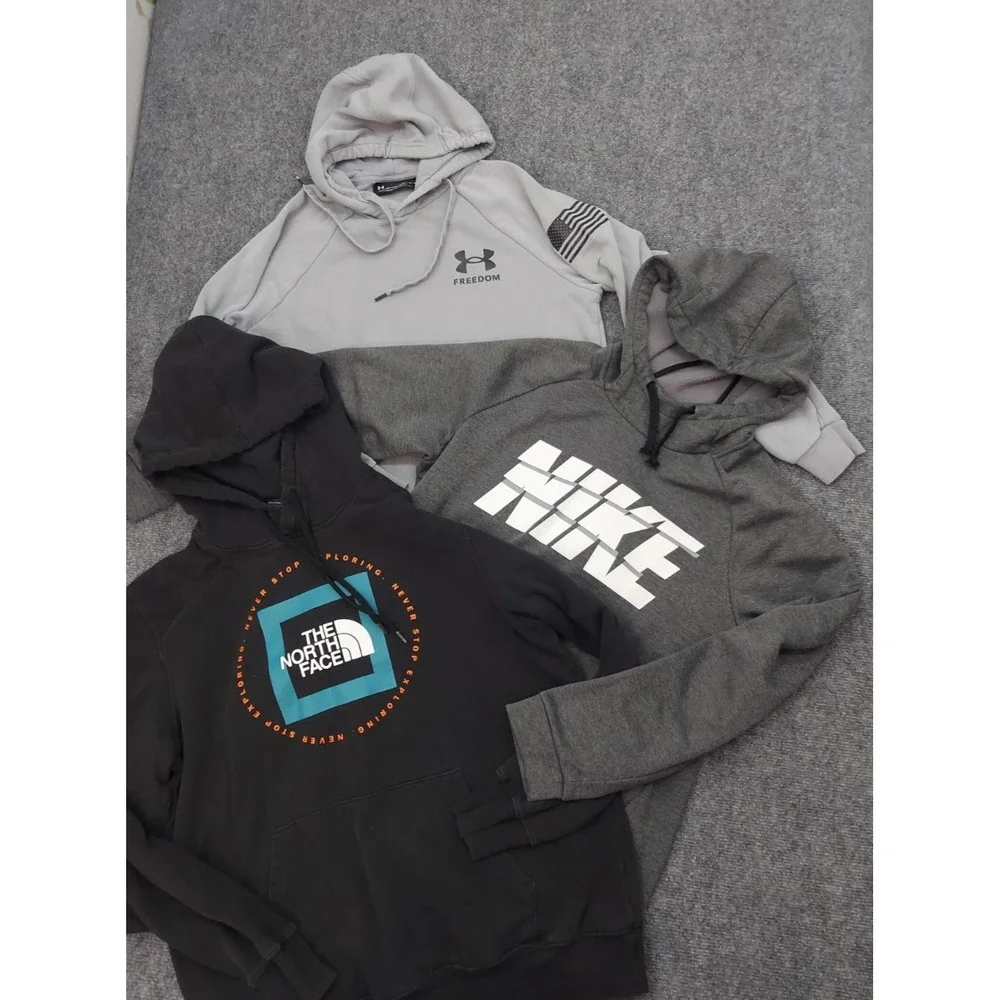 Lot 3 NIKE UNDER ARMOUR NORTH FACE Hoodie Sweat Shirt Mens Medium Gray Black